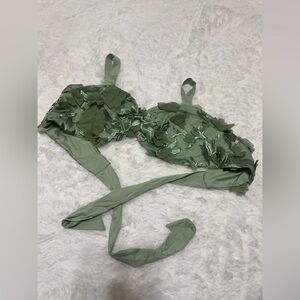 New 2x green tie top boho crop festival rave fairy outfit shirt tank raver